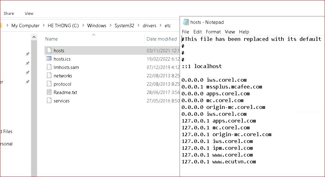 Chỉnh sửa file host để chặn bắt cập nhật CorelDraw X7