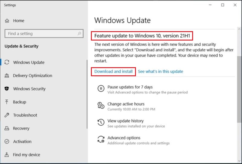 Cập nhật bản mới Windows 10 phiên bản 21H1 các tính năng